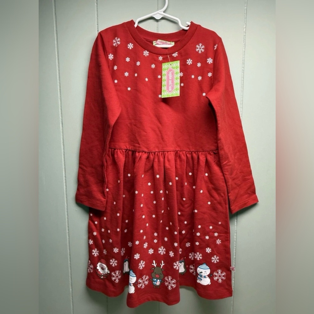 Sophie and Sam Christmas Dress Snowmen Snowflakes Reindeer Size 7/8 NWT